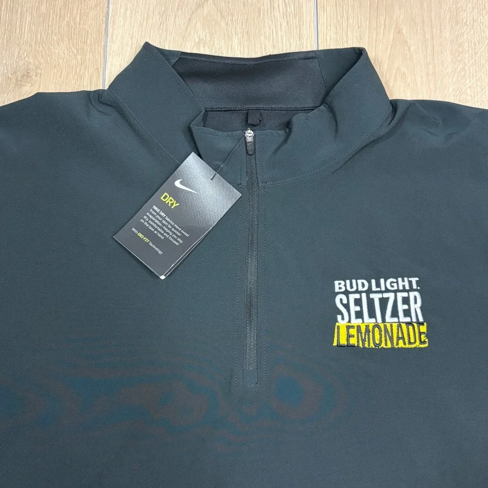 Nike Golf Dri-FIT Bud Light Seltzer Lemonade 1/4 Zip Pullover Black Mens XL NWT